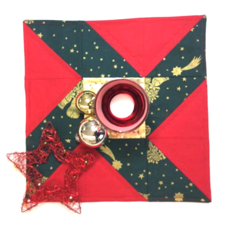 Nine Patch Quilt Block: Exzentrischer Stern „Weihnachtsüberraschung“
